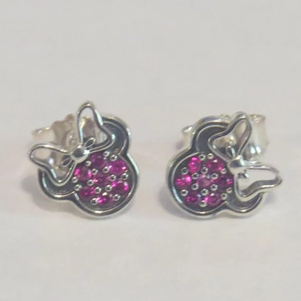 Pandora Pink Mouse Stud Earrings – Sterling Silver (A20)